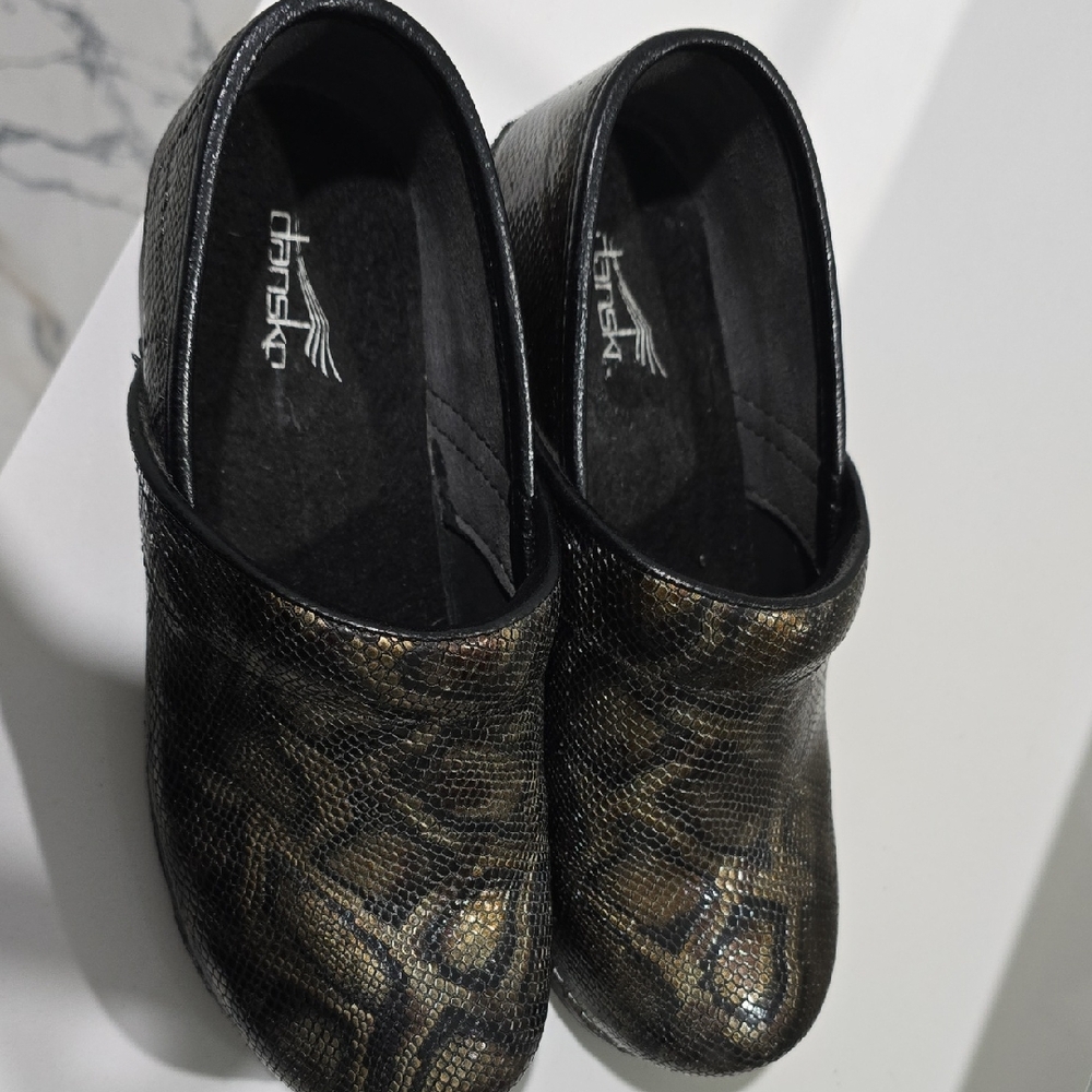 Dansko Metallic Black Clogs